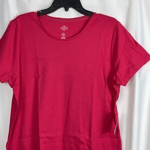 ST JOHNS BAY Women's Size XXL, Short Sleeve, Crew Neck T-Shirt Bright Rose
